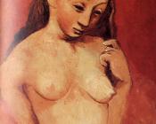 巴勃罗毕加索 - 红色背景下的裸女